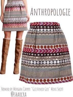 Anthropologie Nomad by Morgan Carper Glistened Geo Mini Skirt Women Aztec Geo 0
